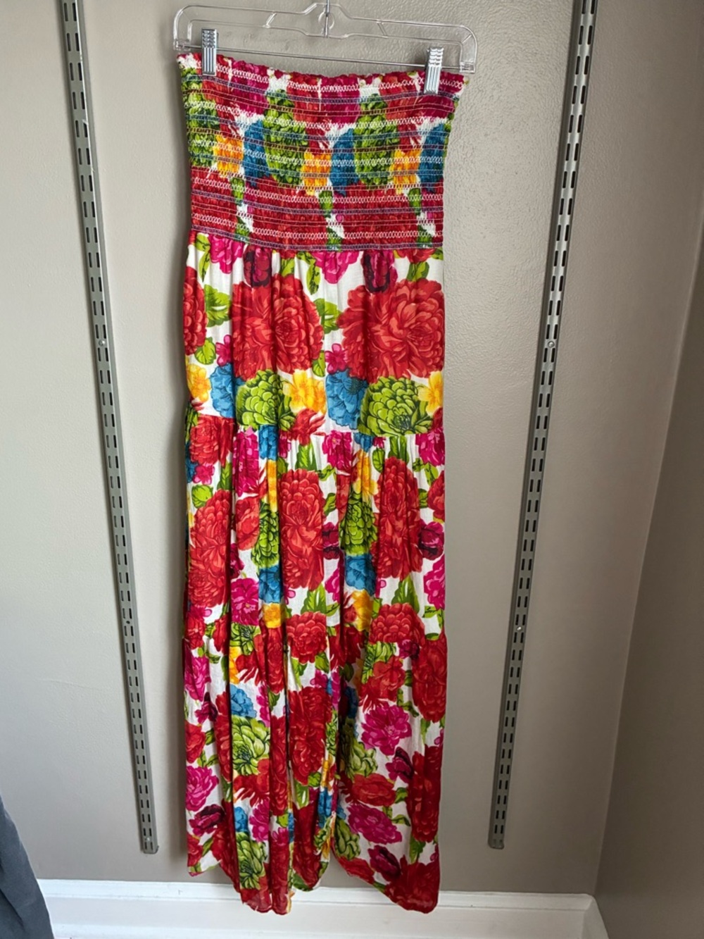 Bright Floral Strapless Maxi Dress